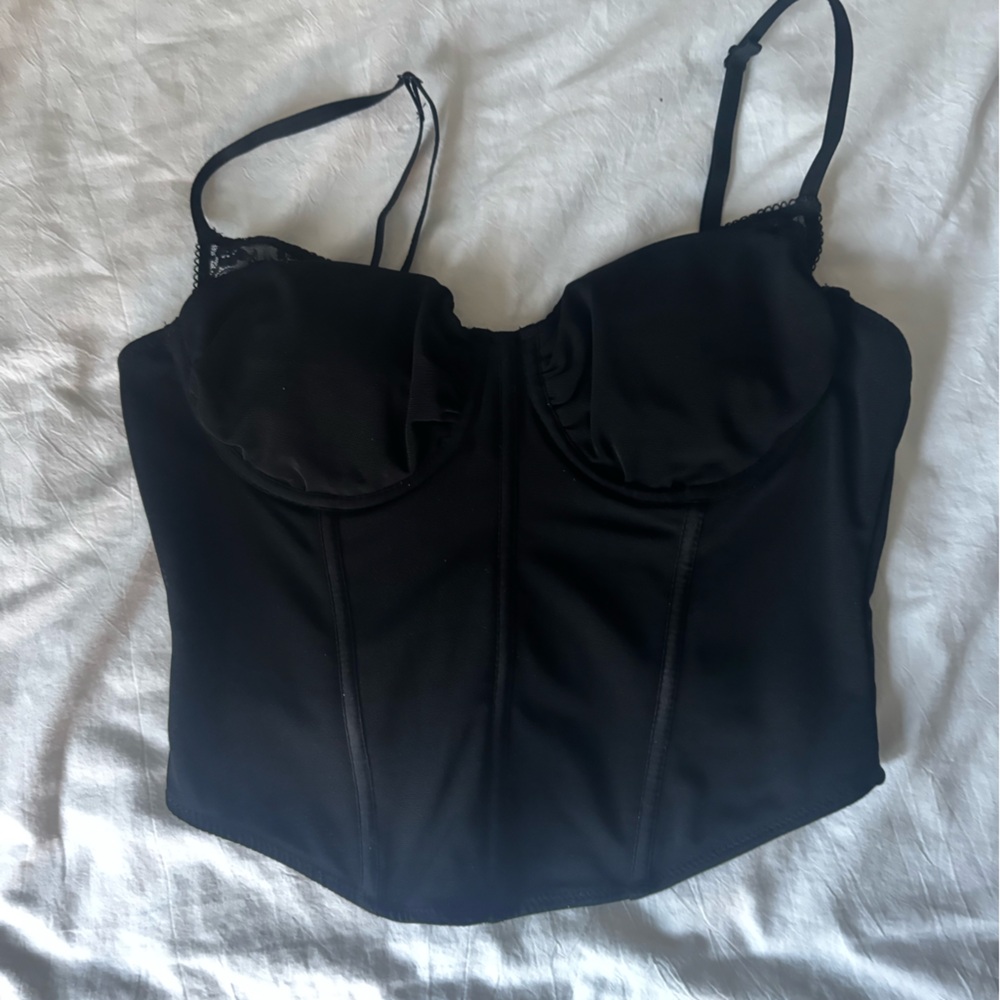 black garage corset top